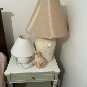 Green Nightstand and Lamps