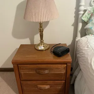 Wood 2-Drawer Nightstand and lamp
