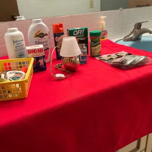 Toiletries and Lamp