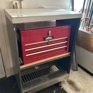 ROLLING STORAGE CABINET 25"X16"X38"H AND 4-DRAWER JOBMATE TOOL BOX