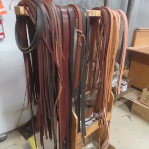 Wood Rack w/ Leather Straps and Accessories