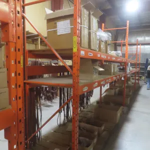 Pallet Racking 36" Deep;  4 Uppers 10 ft,  12 Side Rails: 8 @ 12 ft  & 4 @ 8 ft , with Wood Shelving