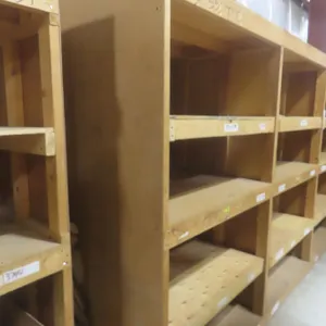 Wood Shelving 7 ft H × 48" D × 19 ft.  Product Not Included.