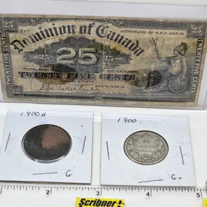 Canadian Collector Combo : - Dominion of Canada Twenty Five Cent "Shinplaster" 1900 : Courtney  - La