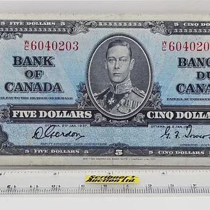 Bank of Canada $5 Bill 1937 : Gordon/Towers #WC6040203