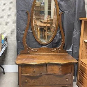 Vintage Wash Stand with Mirror - 40x20x25 inches
