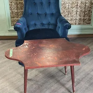 Vintage Blue Arm Chair with Side Table - TLC