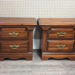 Vintage Style Wooden Nightstands - Matches Lots #