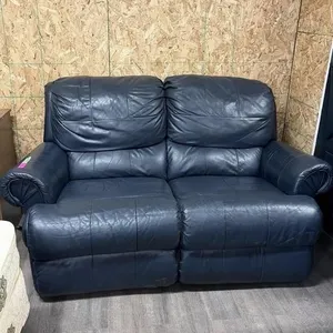 Blue Faux Leather Reclining Love Seat, Matches