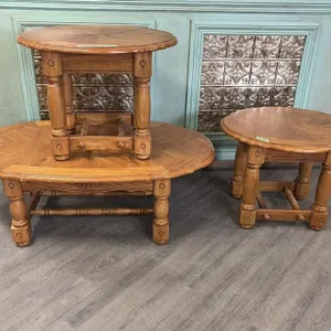 Oak Coffee Table with Matching End Tables-