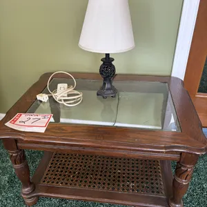 End table and lamp, 27 x 20 x 16”