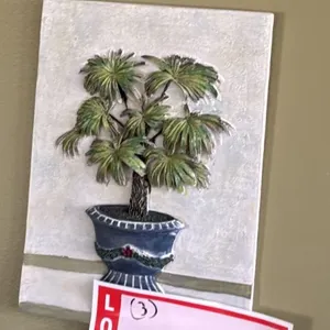 3 wall plaques of tropical plant plants