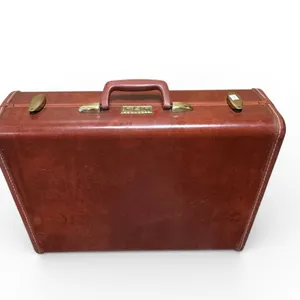 Vintage Samsonite Hard-Shell Suitcase with Brass Hardware and Lined Interior