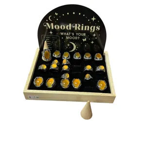 NEW Display of Silver-Tone Mood Rings with Mood Chart