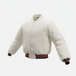 Vintage Mens Rennoc Reebok White Corduroy XL Jacket with Red and Navy Trim