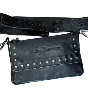 Harley-Davidson Leather Wristlet Pouch with Stud Detail and Safety Glasses