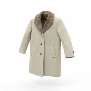 MCM Kupp Mohair Blend Coat with Faux Fur Collar, Size 40