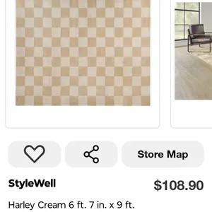 Harley Cream 6' x7" x 9' Checkered Area Rug