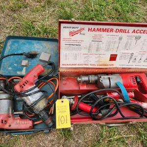 Milwaukee Hammer Drill & 2 Milwaukee Drills