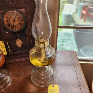 Antique Glass Victorian Pedestal Kerosene Lamp