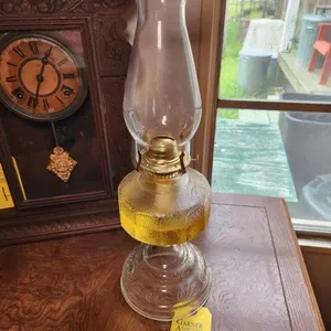 Antique Glass Victorian Pedestal Kerosene Lamp