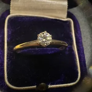 14K Gold with Solitaire Diamond Old European
