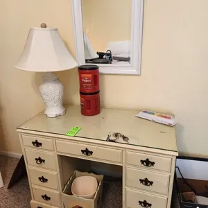 Desk & Contents, Mirror, & Lamp