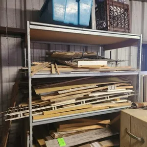 Metal Rack & Contents Including Misc. Wood
