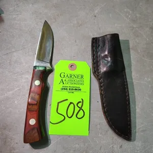 Knife with W Brand and Sheath - Texas Made #214
