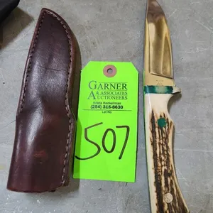 Knife with W Brand and Sheath - Texas Made #182
