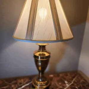 Brass Lamp with Pleated Shades