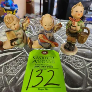 3 Hummel Figurines - Basket Boy, Angel with Accordion, Angel with Guitar