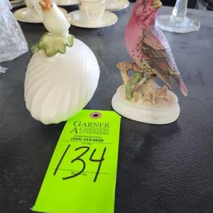 Glass Bird Egg & Bird Figurine
