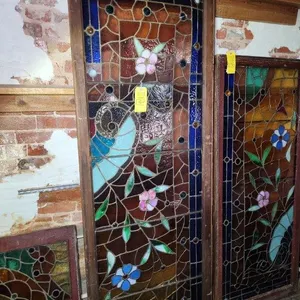 Antique Framed Stained Glass Window 79"x28"