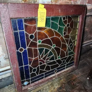 Antique Framed Stained Glass Window 27"x28"