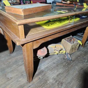 Large Wood Display Table & Contents