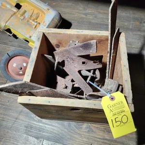 Plow Parts in Wood Box
