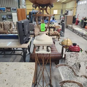 Floor Lamp w/ Koi Accents - Stone & Metal
