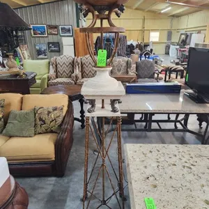 Floor Lamp w/ Koi Accents - Stone & Metal