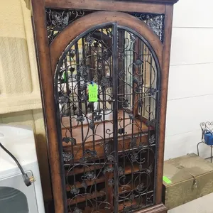 Wine Cabinet w/ Wrought Iron Door Accents