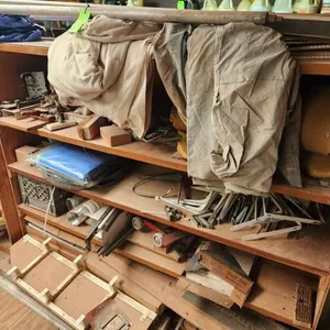 Contents of Shelf - Hangers, Misc. Tools, Tarps, Drop Covers