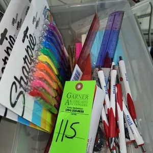 Tote of Office Supplies