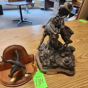 Cowboy Statue "Spooked" & Longhorn Bust
