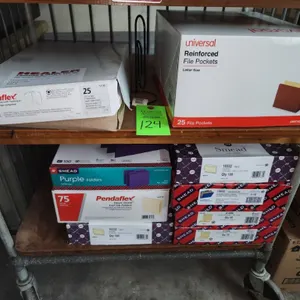 Office Supplies -Bottom 2 Shelves of Rolling Rack