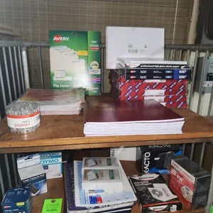 Office Supplies -Top 2 Shelves of Rolling Rack