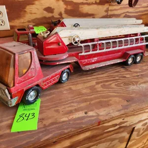 N.F.D. #6 Turbo Power with Hook & Ladder Trailer (Nylint Fire Dept.) - Metal, Vintage