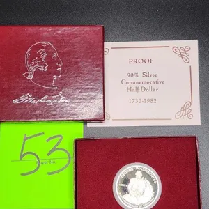 Proof 90% Silver Commemorative Half Dollar 1732-1982