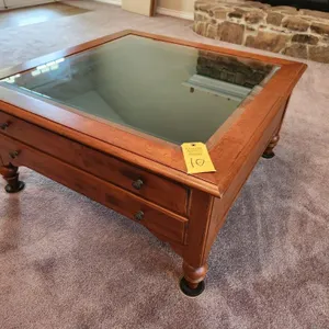 Ethan Allen Coffee Table with Glass Top Display