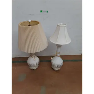 *(2) Glass Lamps with Nonmatching Shades Up to 30" Tall- Both Power On - PICK UP ONLY