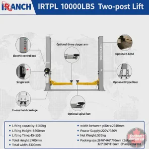 SDLANCH 10000LB Two-Post Lift : IRTPL (Grey)